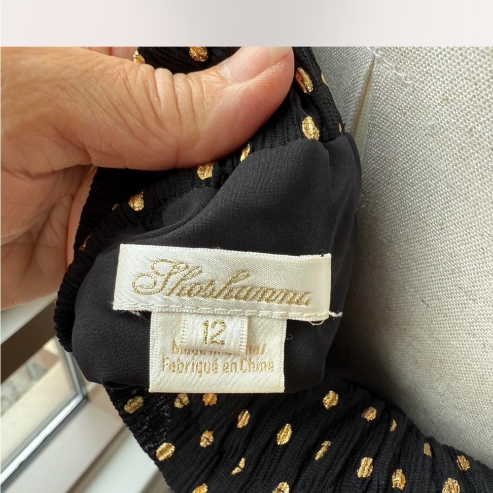 Shoshanna Black and Gold Asymmetrical Ruffled Sundress - Picture 8 of 8